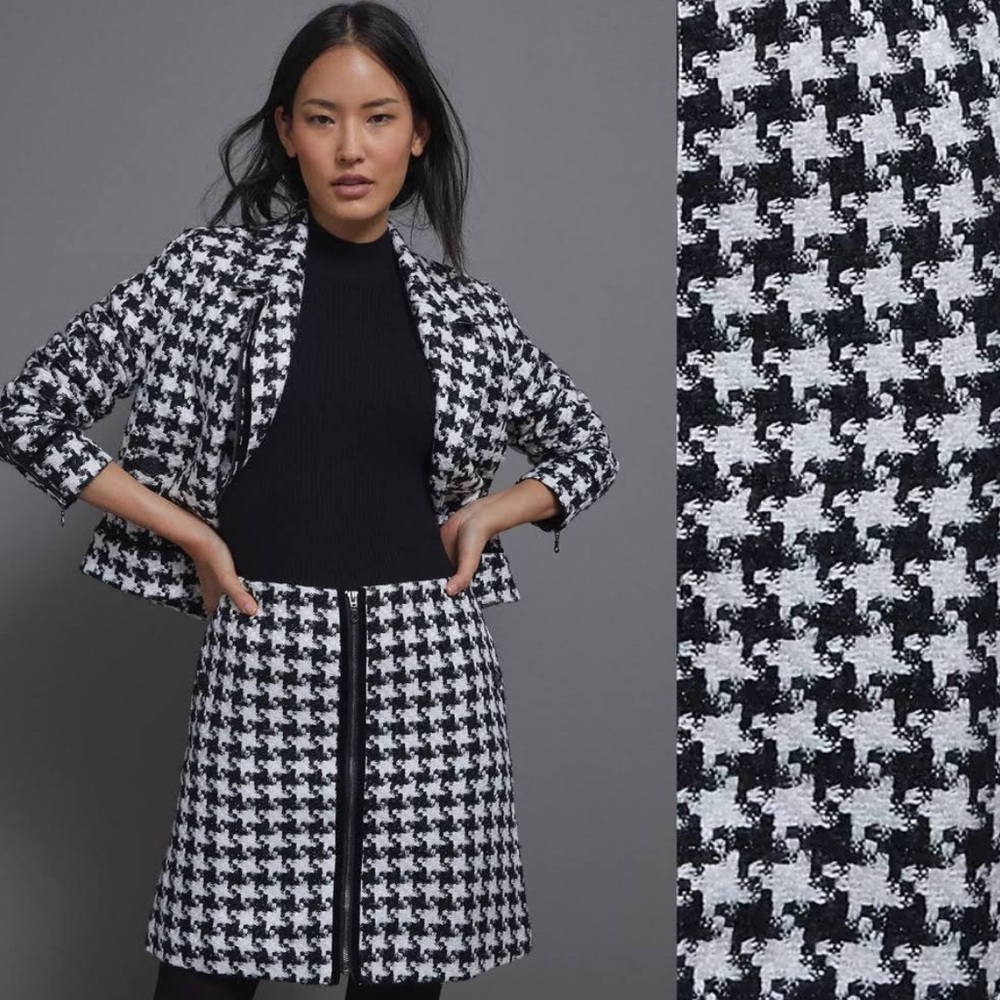 Anthropologie Black and White Houndstooth Skirt Size 2
